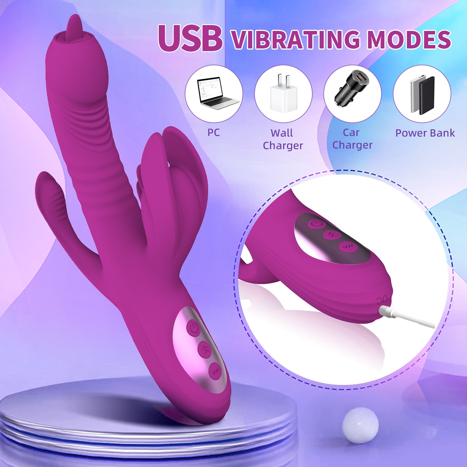 Vibrador de aquecimento e lambedura de língua retrátil totalmente automático