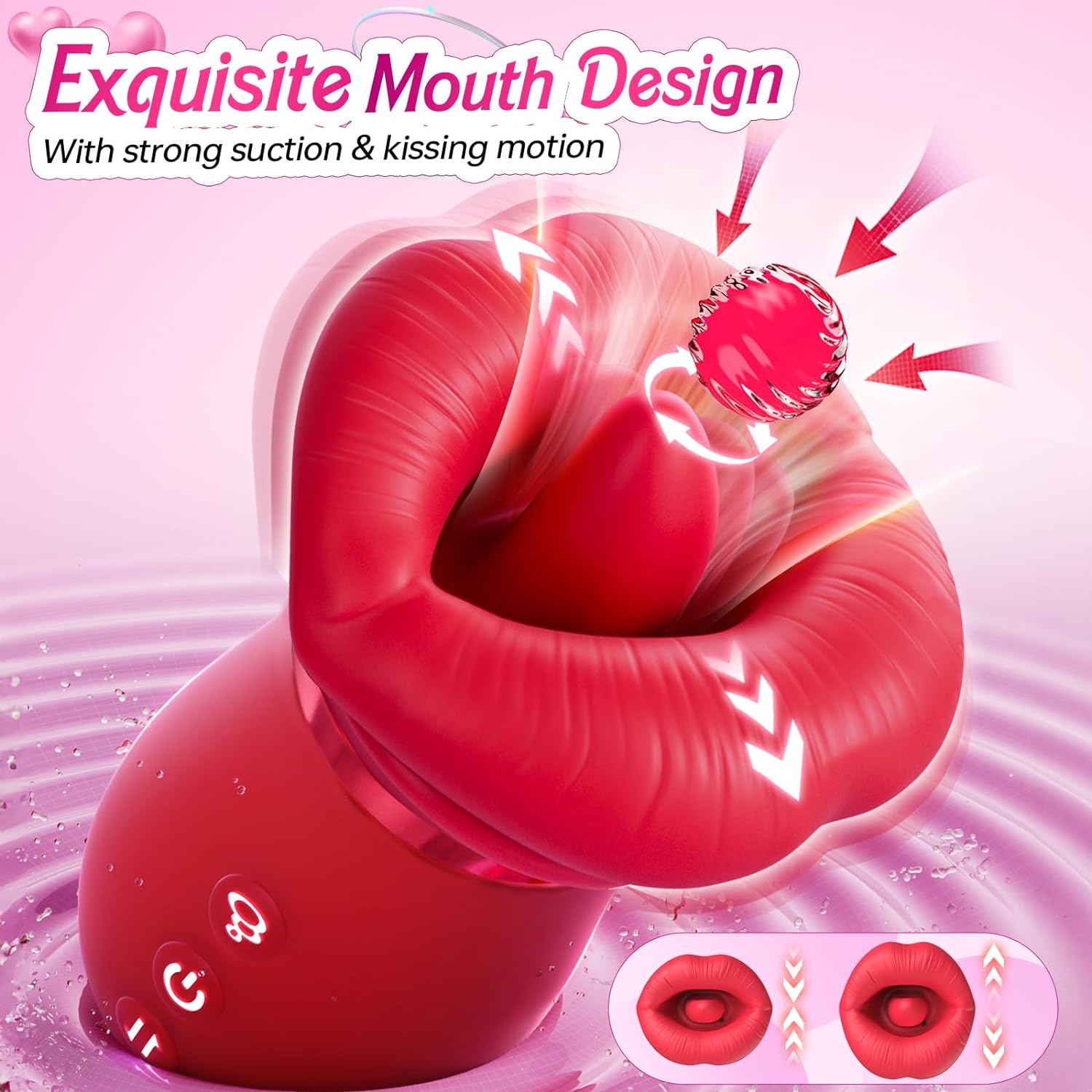 Vibrador 5 em 1 com sucção bucal, brinquedo sexual de rosas + 9 vibradores, 3 impulsos e balanços, aquecimento inteligente, vibrador realista de 6,3 polegadas, conjunto