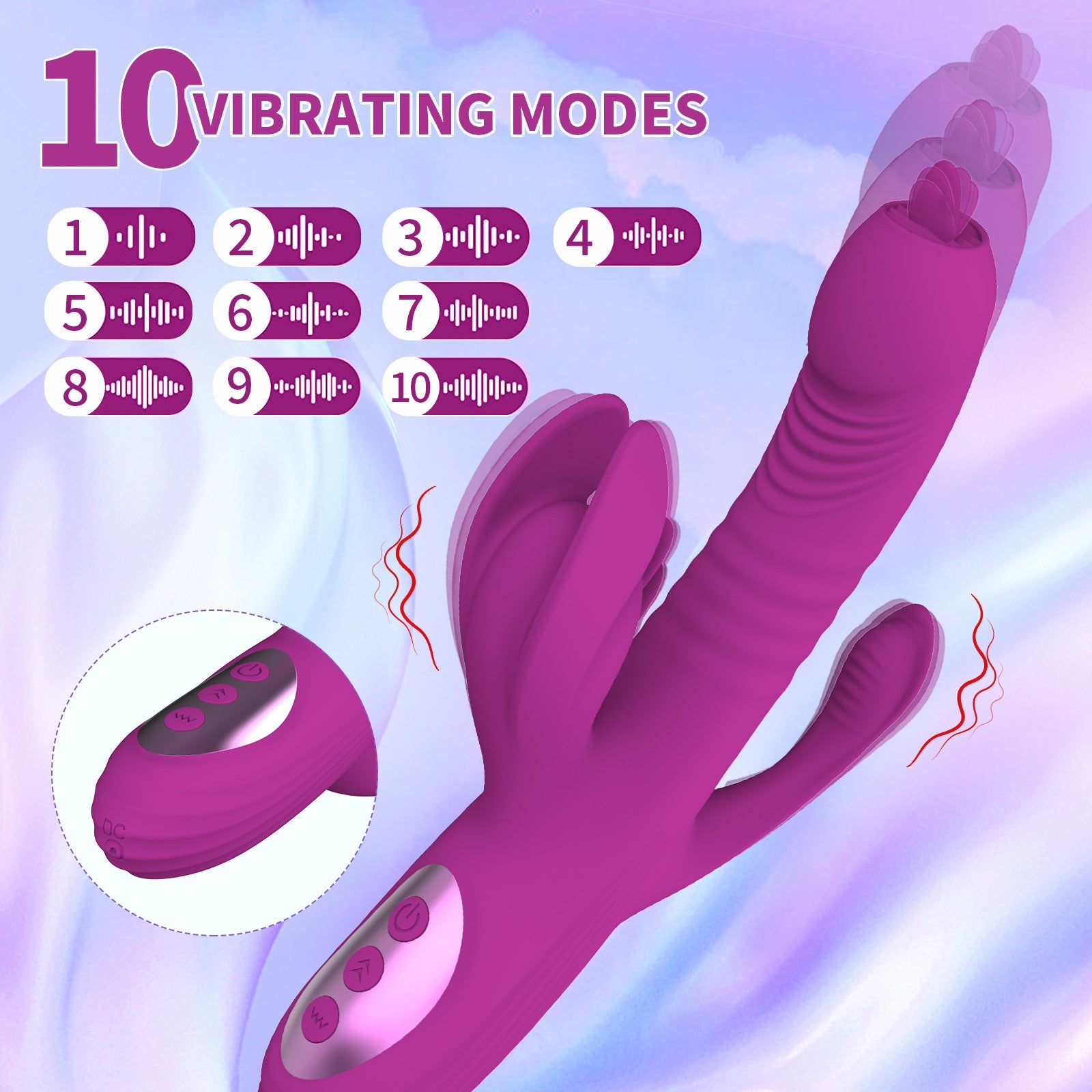 Vibrador de aquecimento e lambedura de língua retrátil totalmente automático
